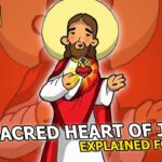 Cartoon Jesus presenting the glowing Sacred Heart to Teach Kids About the Sacred Heart of Jesus: A Loving Guide