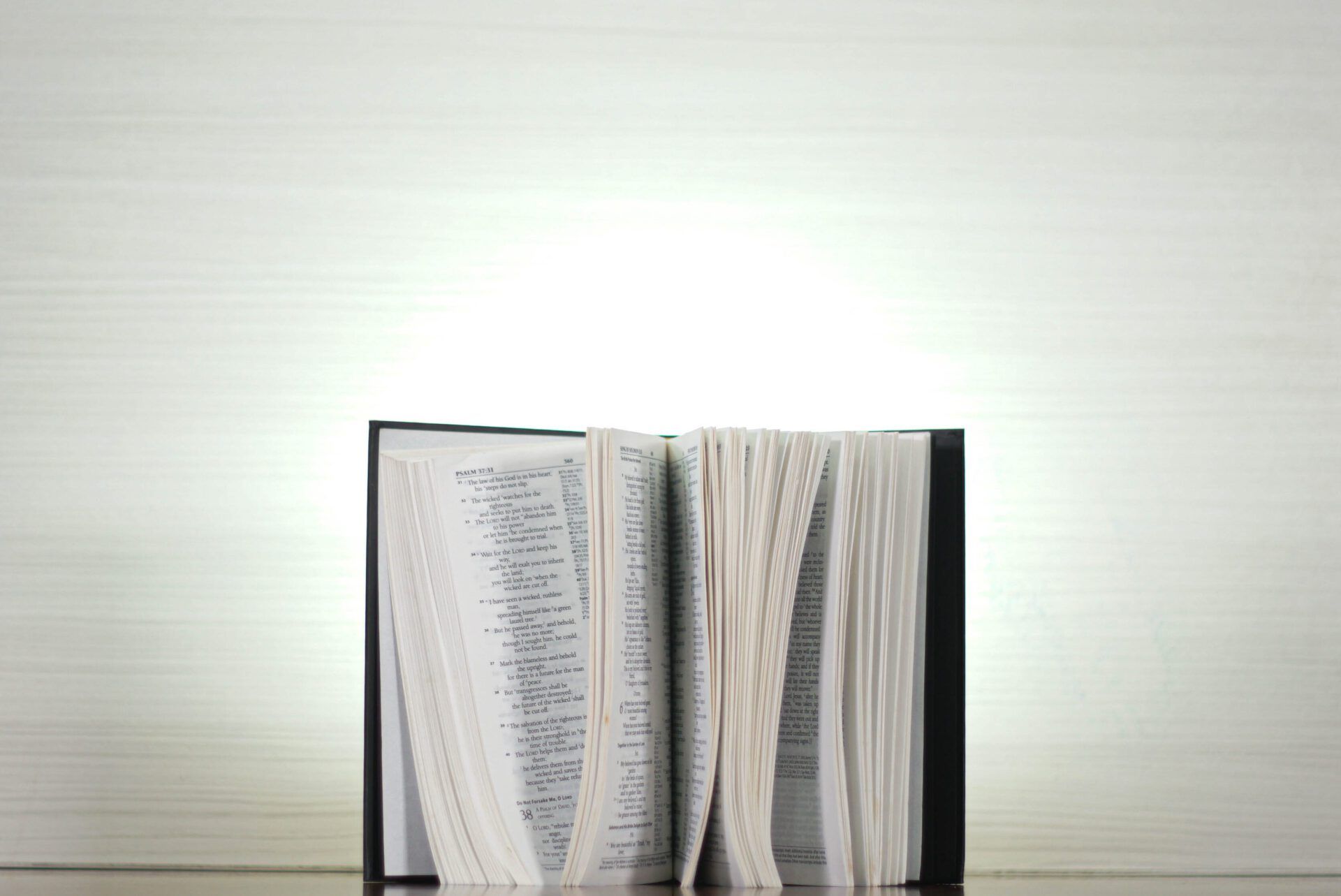¿Es bíblico demandar a alguien? Descubre lo que dice la Biblia al respecto en una Biblia abierta sobre una superficie clara e iluminada.