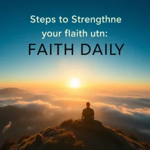 Persona meditando en la cima al amanecer con vista a un mar de nubes, Pasos para fortalecer tu fe diariamente