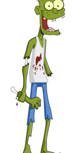 Dibujo de un zombi verde con camiseta rota, pantalones desgarrados y un hueso en la mano: ¿La Biblia predice el fin del mundo zombie? Descubre cuándo será el apocalipsis